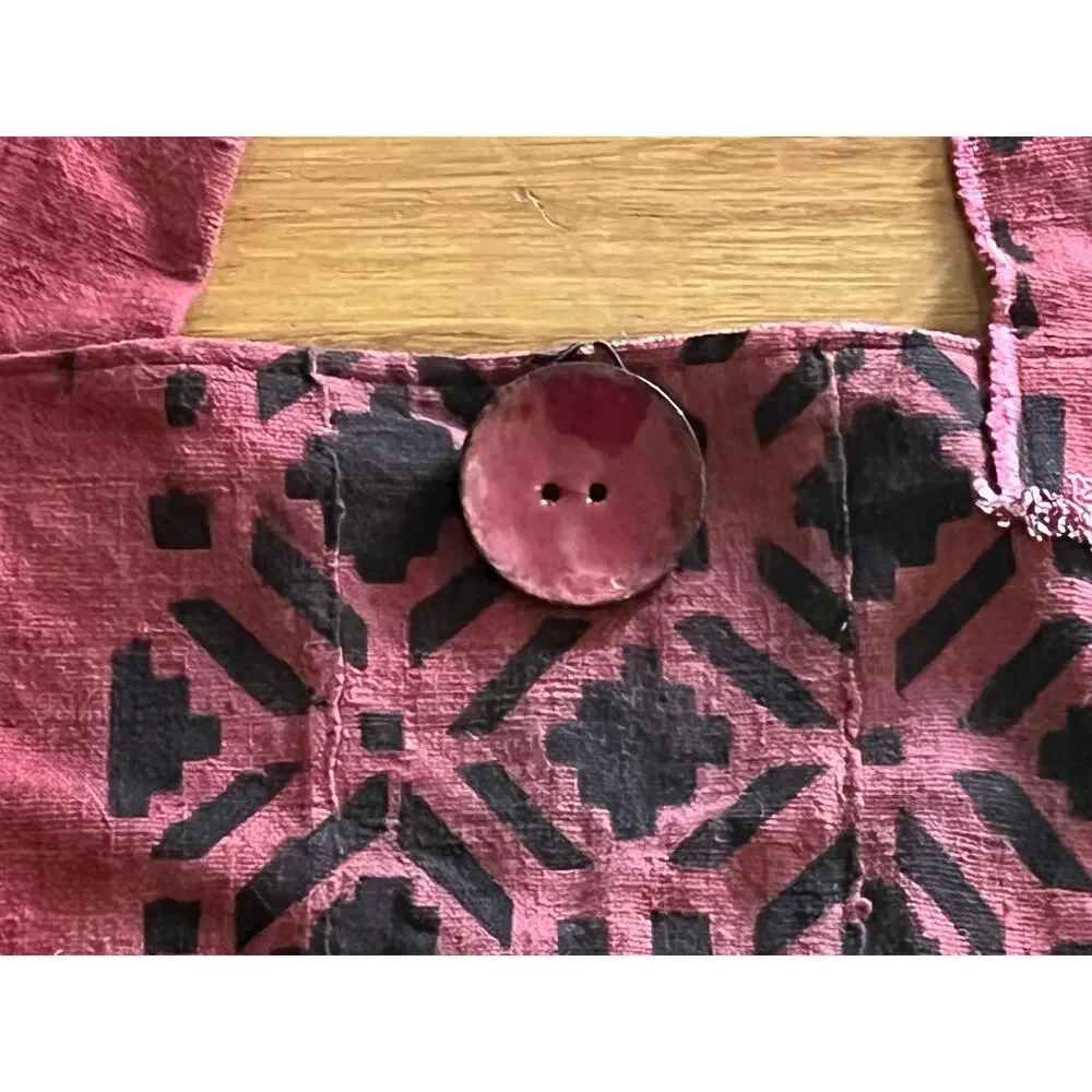 Boho Handmade Burgundy Black African Pattern Cloth Bag